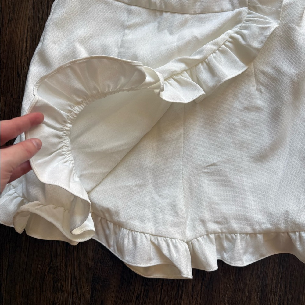 White Strapless Ruffle Romper - Picture 2 of 3